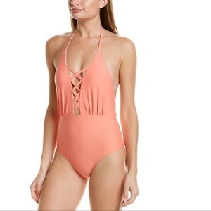6 Shore Road Lace Up La Piscina halter One Piece monokini